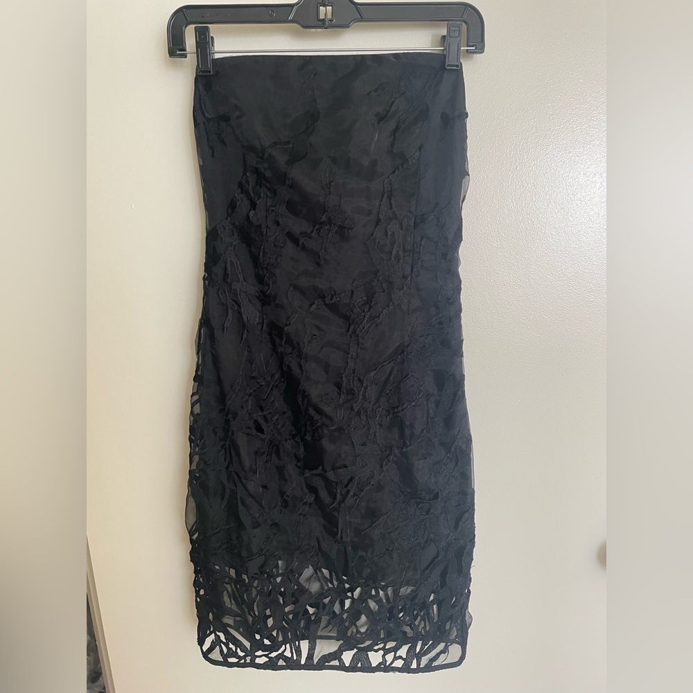 All Saints Black Strapless Sheath Dress